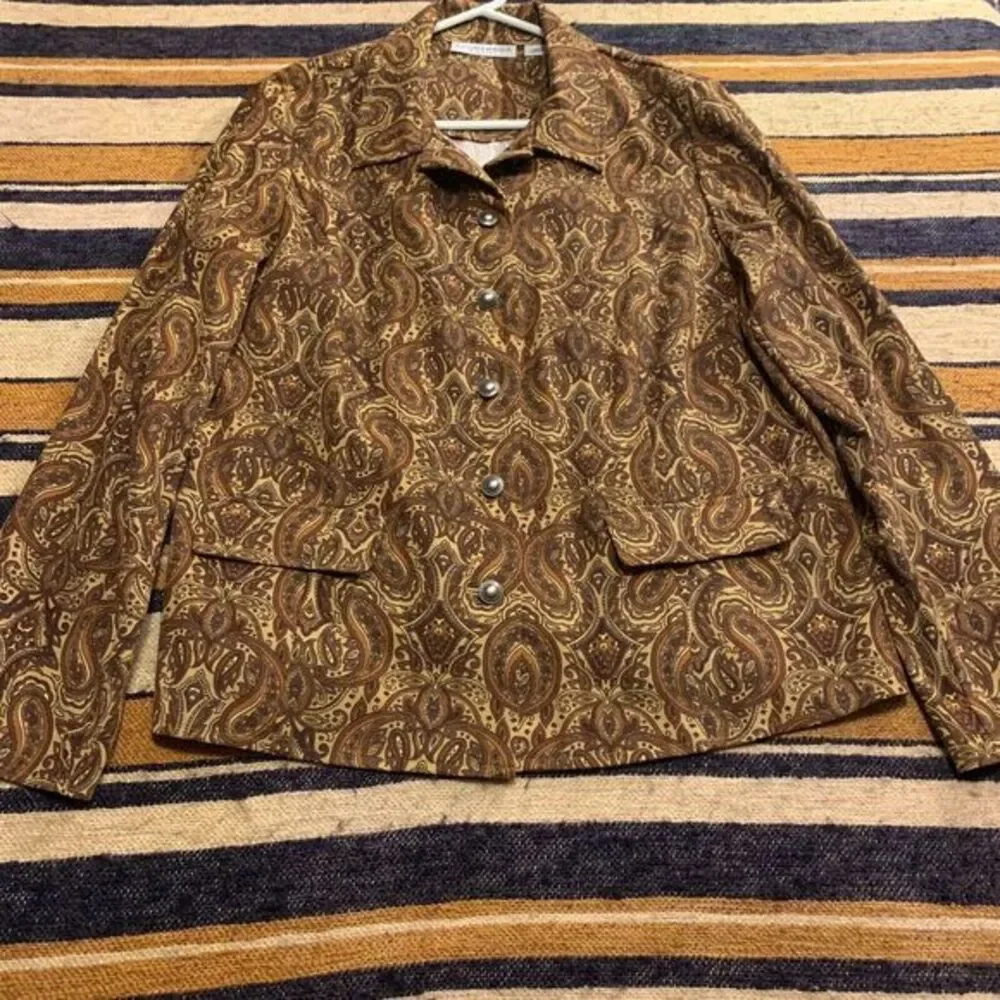 Vintage Blazer Jacket 90s Y2K Sag Harbor Tapestry Paisley Boho‎ Large